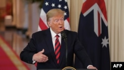 U.S. President Donald Trump speaks during a press conference with Australian Prime Minister Scott Morrison in the East Room of the White House in Washington, Sept. 20, 2019. 