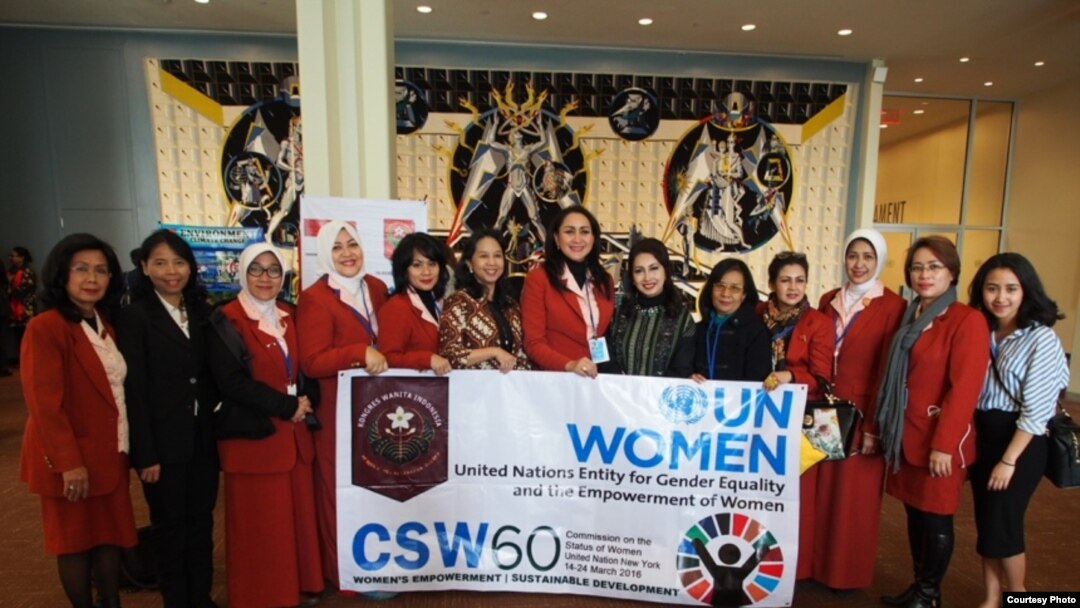 Delegasi KOWANI (Kongres Wanita Indonesia) yang mengikuti Commission on the Status of Women (CSW) di markas PBB di New York (foto: courtesy).