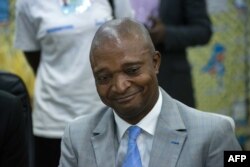 FILE - Emmanuel Ramazani Shadary is pictured at the Electoral Commission in Kinshasa, DRC, Aug. 8, 2018.