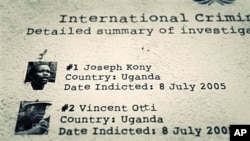 International Criminal Court indictment list displays Joseph Kony, Vincent Otti, from "Kony 2012 Part II" (file photo).