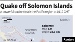 Solomon Island Earthquake Map (REUTERS)