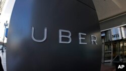 FILE- Uber headquarters in San Francisco, California.
