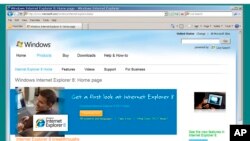 Página del sitio web del Internet Explorer de Microsoft.