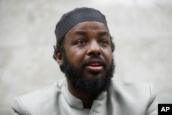 Horsed Noah, director of Abubakar Assiddiq mosque, speaks during an interview following Monday's attack at The Ohio State University campus, Tuesday, Nov. 29, 2016, in Columbus, Ohio.