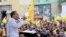FILE - Maldives’ former president Mohamed Nasheed, addresses the public in Male, Maldives, Nov.1, 2018. 