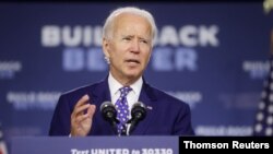 El candidato demócrata a las presidencia, Joe Biden, durante un evento de campaña en Wilmington, Delaware. 