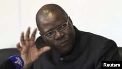 FILE - Tendai Biti is seen at a news conference in Harare, Zimbabwe.