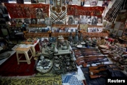 General view of the old rare antiques and weapons in the museum of Youssef Akkar, 80, an Iraqi retired teacher, at his home in Najaf, Iraq, Feb. 18, 2019.