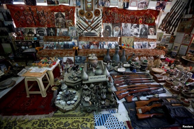 General view of the old rare antiques and weapons in the museum of Youssef Akkar, 80, an Iraqi retired teacher, at his home in Najaf, Iraq, Feb. 18, 2019.