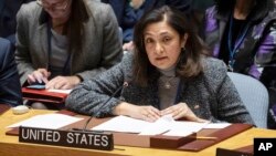 (FILE) United States' Under Secretary of State for Civilian Security Uzra Zeya speaks during the Security Council meeting at United Nations headquarters, Tuesday, Jan. 23, 2024.