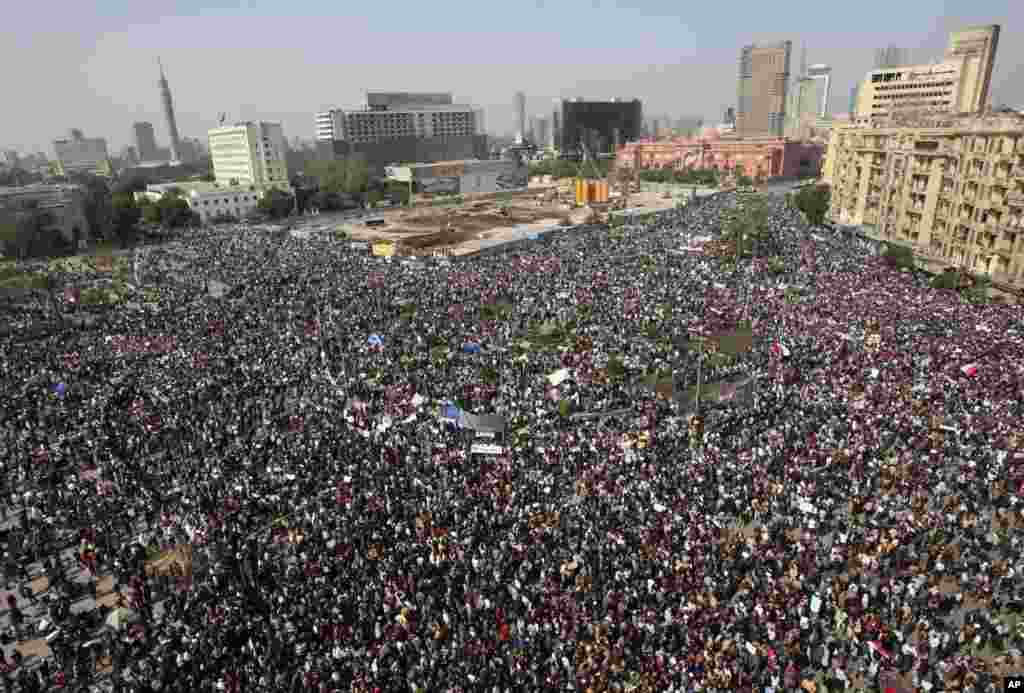 The crowd in Tahrir Square in Cairo, Tuesday, Feb. 1, 2011.