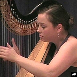 Maryanne Meyer, 28, was one of 39 harpists from 19 countries competing in the USA International Harp Competition.