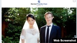 Foto perkawinan Mark Zuckerbeg dan Pricilla Chan di akun Facebook Zuckerberg (Foto: Facebook)