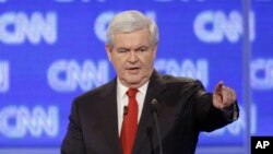 Republican presidential candidate former House Speaker Newt Gingrich participates in the Republican presidential candidate debate in Charleston, S.C. Jan. 19, 2012.