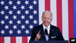 US President Joe Biden speaks about his infrastructure plan and his domestic agenda during a visit to the Electric City Trolley Museum in Scranton, Pa., Oct. 20, 2021.