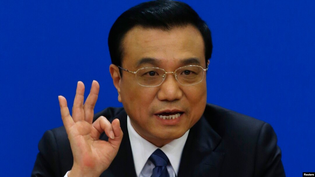 Perdana Menteri China Li Keqiang dalam jumpa pers setelah upacara penutupan Kongres Rakyat Nasional China di Beijing (13/3). (Reuters/Barry Huang)