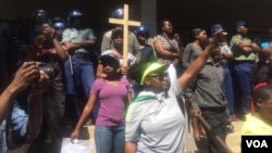 Some of the protesters in Harare on Wednesday