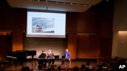 A professional panel gives tips to students in the Center of Music Entrepreneurship program.