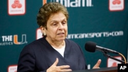FILE - Donna Shalala speaks during a news conference in Coral Gables, Fla., April 19, 2011. She was a former Cabinet secretary during the Bill Clinton presidency, now heads the Clinton Foundation.