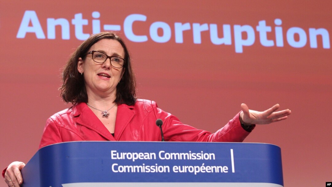 European Commissioner for Home Affairs Cecilia Malmstrom addresses the media, at the European Commission headquarters in Brussels, Monday, Feb. 3, 2014.