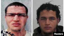 Anis Amri is shown in handout pictures from the German Bundeskriminalamt Federal Crime Office. Amri is suspected in Monday's truck attack on a Christmas market in Berlin.