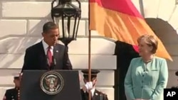 Le président Obama et Mme Merkel à la Maison-Blanche