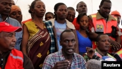 Ralson Saisi Wasike, father to the rescued baby girl, addresses reporters in Nairobi, Kenya, May 3, 2016. 