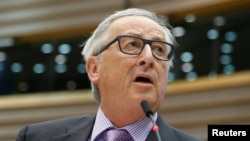 장클로드 융커 유럽연합(EU) 집행위원장이 벨기에 브뤼셀의 EU 의회에서 차기 유럽연합 예산안을 발표하고 있다. 
