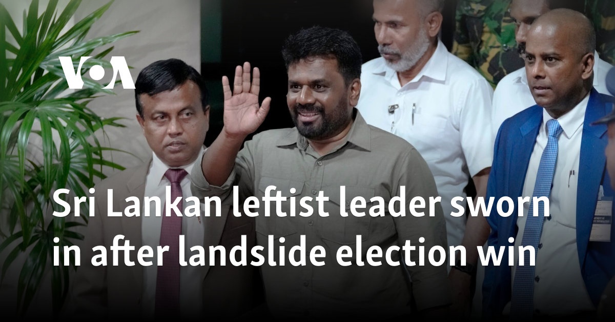 Sri Lankan leftist leader sworn in after landslide election win