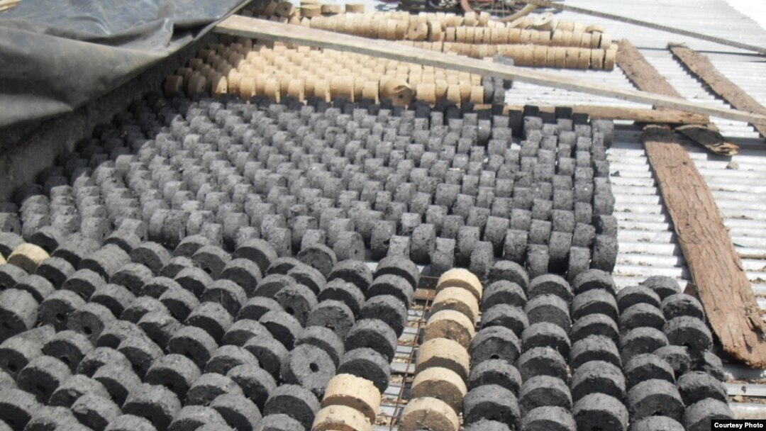 A batch of biomass briquettes on display in Tanzania (courtesy: Legacy Foundation)
