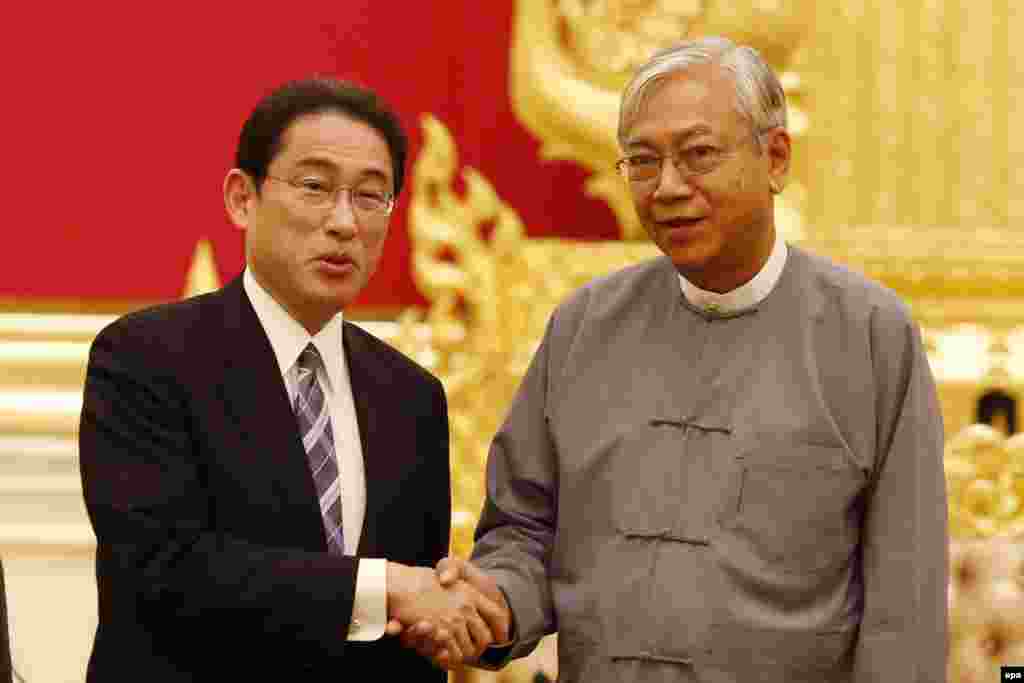 ဂ်ပန္ ႏုိင္ငံျခားေရး ၀န္ႀကီးနဲ႔ သမၼတ ဦးထင္ေက်ာ္ ေတြ႔ဆံုေဆြးေႏြး