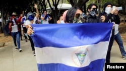Des manifestation contre le gouvernement du président nicaraguayen Daniel Ortega à la Central American University (UCA) de Managua, au Nicaragua, le 1er mars 2019.REUTERS / Oswaldo Rivas