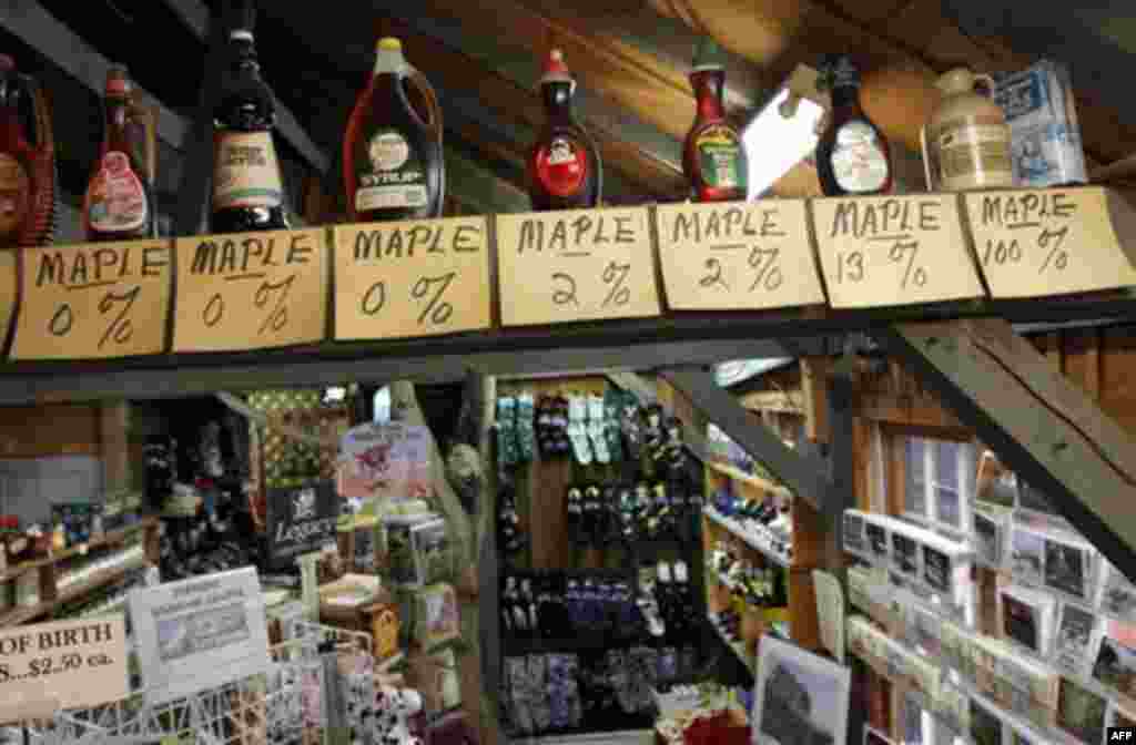 In this Thursday, Oct. 27, 2011 photo, maple products appear on display at Morse Farm Maple Sugarworks in East Montpelier, Vt. To protect the purity of Vermont�s signature crop and to dissuade others from passing off fake maple syrup for the real thing, 