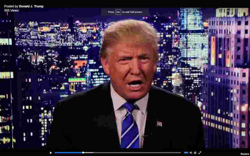 Republican presidential nominee Donald Trump is seen in a video screengrab as he apologizes for lewd comments he made about women during a statement recorded by his presidential campaign and released via social media after midnight Oct. 8, 2016.