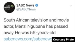 Popular South African TV Star Menzi Ngubane Dies