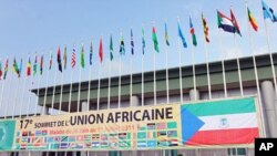 The flags of African Union countries wave in the wind on June 29, 2011, at Malabo international airport on the eve of African Union's 17th summit in Sipopo City,Equatorial Guinea