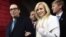 FILE - then Treasury Secretary-designate Stephen Mnuchin and his then-fiancee, Louise Linton, arrive on Capitol Hill in Washington, for the presidential inauguration of Donald Trump. 
