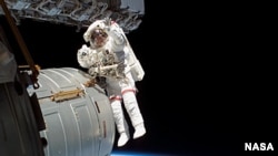 Astronaut Jeffrey Williams during a six-hour space walk mission outside the International Space Station.