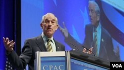 Ron Paul, anggota fraksi Republik dari negara bagian Texas, berbicara pada pertemuan CPAC di Washington, DC (12/2).