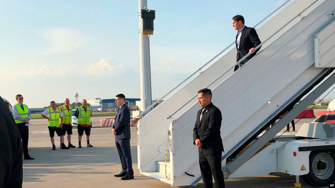Acting Defense Secretary Mark Esper arrives in Brussels, June 25, 2019, for a meeting of NATO defense ministers. 