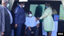  FILE: President Mnangagwa receiving his first dose of COVID-19 vaccine in Victoria Falls.