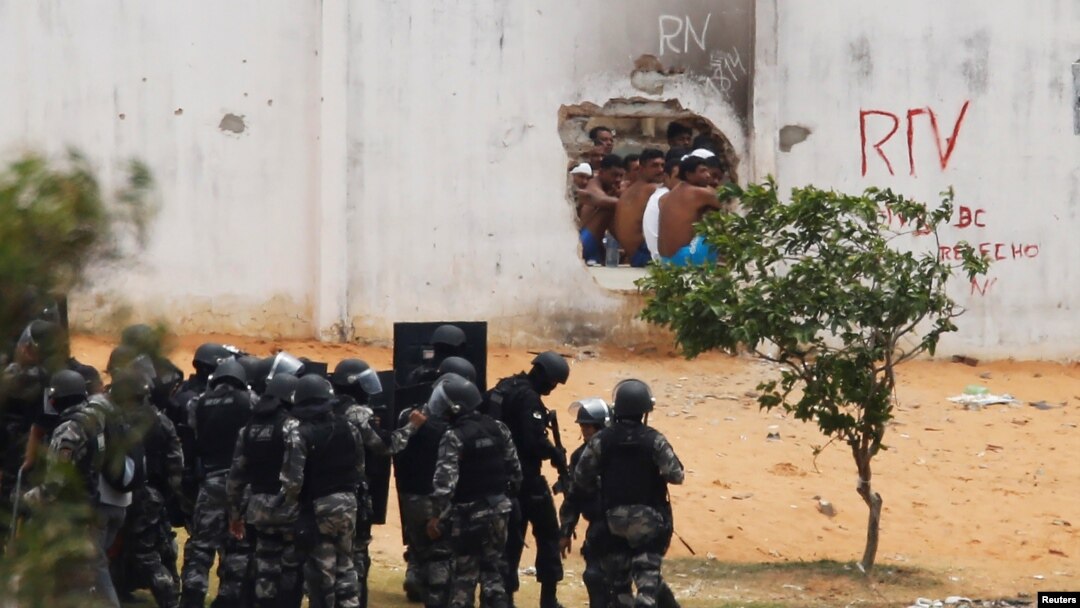 Motín carcelariop en la prisión de Alcazuz, en Natal, estado de Rio Grande do Norte en Brasil, en enero de 2017. 