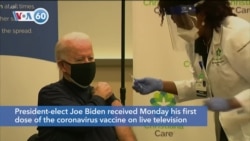 VOA60 Ameerikaa - President-elect Joe Biden receives his first dose of the coronavirus vaccine