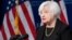 Bộ trưởng Tài chính Mỹ Janet Yellen phát biểu tại Viện Johns Hopkins ở Washington (ảnh tư liệu).