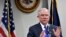 Attorney General Jeff Sessions, speaks to a gathering of law enforcement officials at the United States Attorney's offices, March 15, 2018, in Lexington, Kentucky.