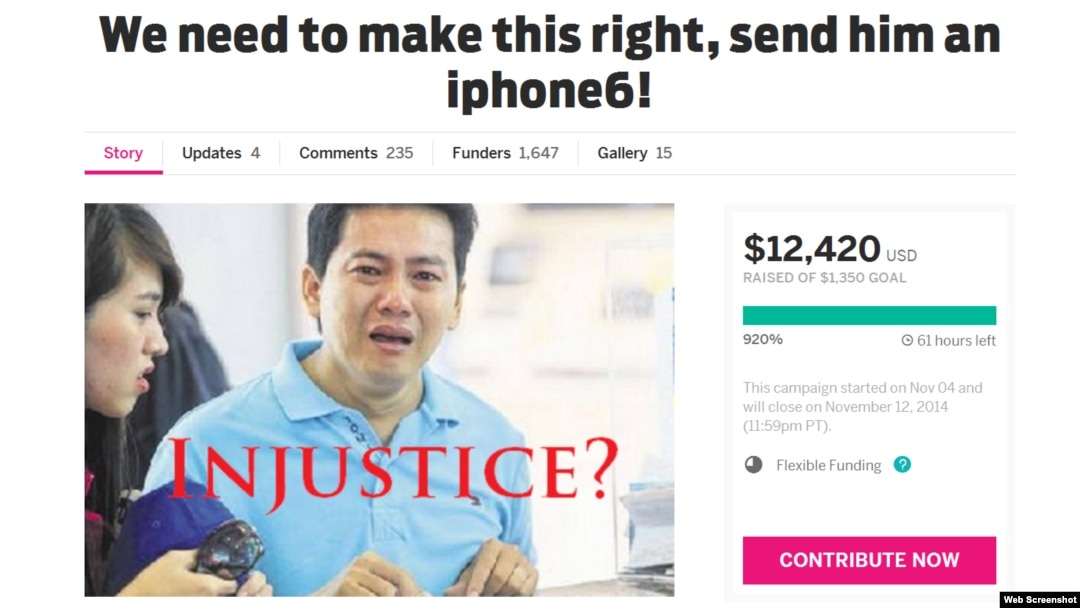 Chiến dịch quyên tiền phát động trên trang mạng Indiegogo cho du khách Việt.