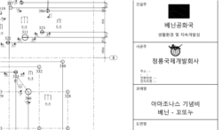 북한이 제작한 도면에 나타난 각종 정보들. '청룡국제개발회사'가 시공주로 나와있다.