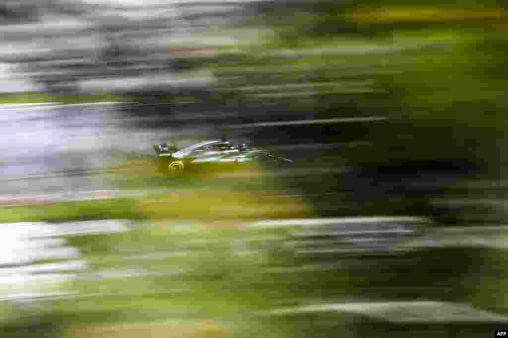 Mercedes&#39; Finnish driver Valtteri Bottas drives at the Circuit de Barcelona Catalunya in Montmelo, on the outskirts of Barcelona, Spain, during the first day of the second week of tests for the Formula One Grand Prix season.