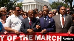 Lawmakers and civil rights leaders gather at the Lincoln Memorial in Washington to observe the 50th anniversary of the original March on Washington.