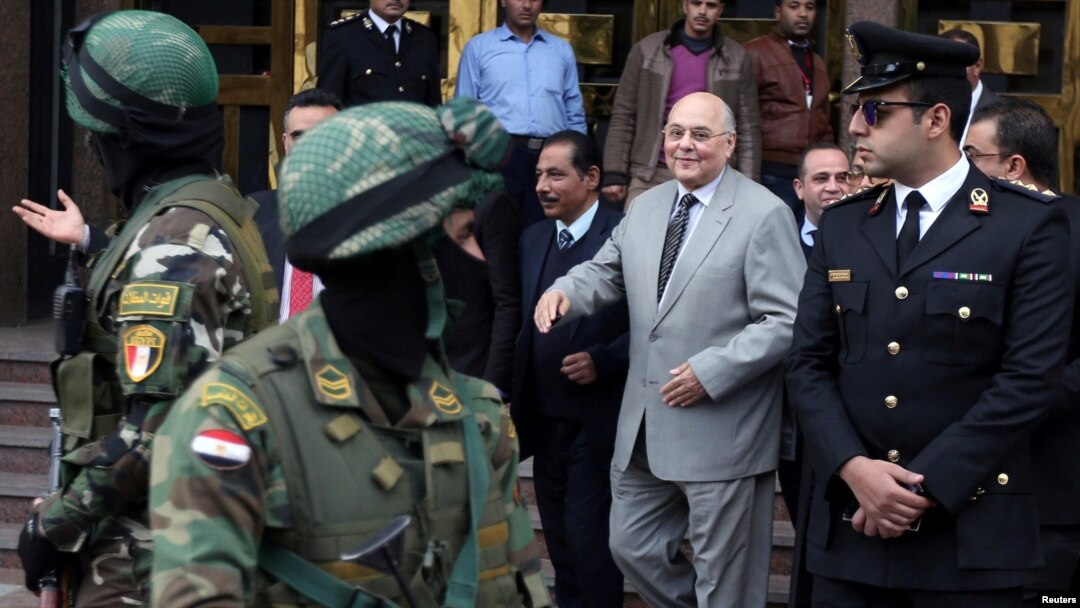 Ghad party chairperson Mousa Mostafa Mousa leaves the National Election Authority, which is in charge of supervising the 2018 presidential election, in Cairo, Egypt, Jan. 29, 2018.